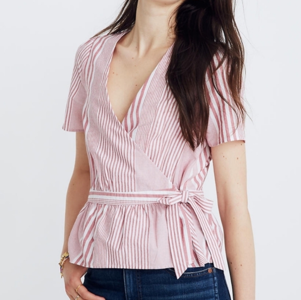 Madewell Striped Wrap Top